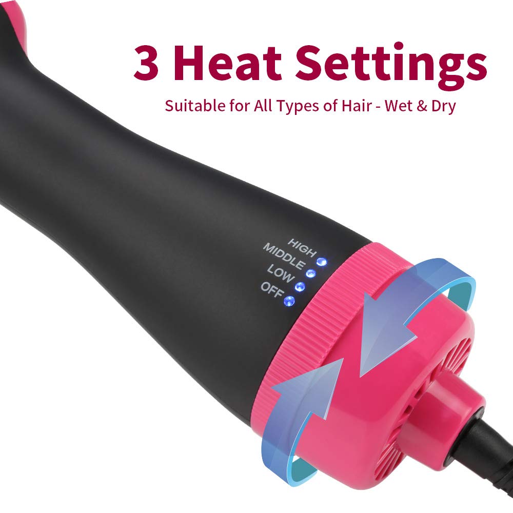 Hair Dryer Brush Hot Air Brush - 4 in 1 Hair Dryer and Volumizer Brush Negative Ionic Salon Hair Straightener and Curler Hot Hair Comb Styling Brush : Beauty