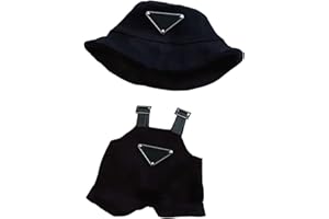 PONENEO Clothes for 17cm Dolls Cute Overalls Hats Clothes Accessories(No Doll Only Clothes), Stylish Triangle Outfit Suitable for 6.69inch (17cm) Doll Soft Clothing Replacement(Black Triangle)