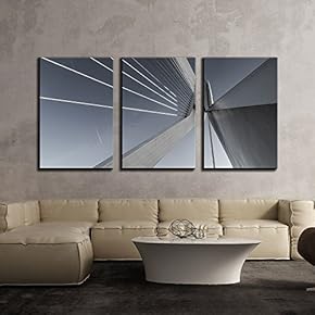 3 Piece Canvas Wall Art - Modern Architecture - Modern Home Art Stretched and Framed Ready to Hang - 16"x24"x3 Panels