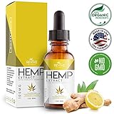 Organic Hemp Oil for Pain-Relief - 100MG, Ginger Lemon Flavored, Helps Reduce Stress & Anxiety, Blended with Organic Hemp Seed Oil for Optimal Absorption, Lab Tested, Rich in Omega 3, 6 & 9, 1oz