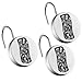 DWELLZA Silver Mosaic Resin Shower Curtain Hooks- Set of 12- Decorative Bathroom Hook - for Elegant Bathroom Decor (Silver Gray)