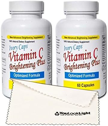 IvoryCaps Ivory Caps Vitamin C Skin Brightening Plus Skin Whitening Lightening Pills (pack of 2) 100% Natural , no side affects + 1 YouLookLight Screen/ Phone Cleaning Cloth