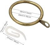 tonyg-p 20 Pack Metal Curtain Rings with Plastic Hooks 30mm Inner Diameter Brass view 2