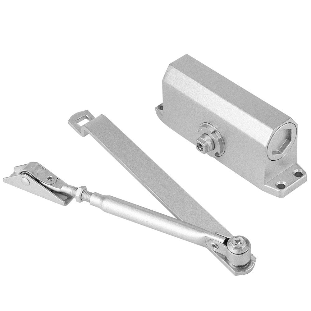 Adjustable Heavy Duty Silver Door Closer, Hold Open for 25-35kg Doors, Fire Rated, Suitable for Left and Right Hand Doors