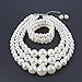 KOSMOS-LI Large Pearl Jewelry Set 3 Layer Simulated Ivory Pearl Women's Statement 18
