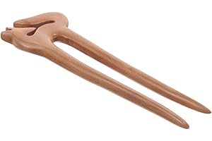 COLLBATH U Shaped Peach Wood Hairpin Rustic French Hair Pin for Thick Hair Women Elegant Handmade Accessory