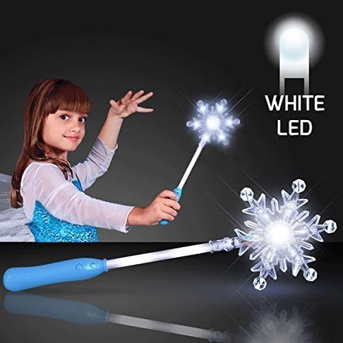 Winter Princess Themed Birthday Party Favor Set of 6 Frozen Snowflake Light Up 14" LED Wands