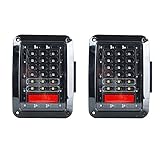 LITE-WAY (Pack of two) Jeep Wrangler Clear Lens 07-15 JK LED Brake Tail Lights Bulb Assembly Conversion Rear Turn Singal Reverse Lights (JK-LT-US)