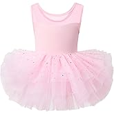 KARETT Ballet Leotards for Girls 1-7Years with Snap and Sparkly Princess Tutu Skirt Ballerina Dress