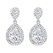 EVER FAITH Women's Cubic Zirconia Crystal Wedding Tear Drop Earrings Clear Silver-Tone