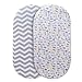 Momcozy Universal Bassinet Sheets Set 2 Pack for Boys & Girls, Soft & Breathable 100% Cotton, Fitted Elastic Design, Grey Animals & Chevron, Fits Oval Halo, Chicco Lullago, Arms Reach, Ingenuity