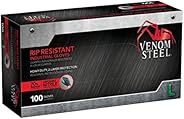 Venom Steel Industrial Nitrile Gloves, 6 mil, 2 Layer Rip Resistant, Large, 100 Count, Black