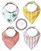 Kaydee Baby Teething Bandana Drool and Dribble Bibs with Adjustable Snaps for Girls and for Boys (Dandelions) Set of 4 with Gift Bag