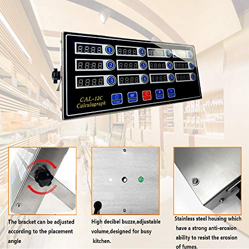Zz Pro home 12 Channels Digital Kitchen Timer Reminder Burger Cooking Timming Loud Alarm Stainless Steel LED Display For Commercial Restaurant