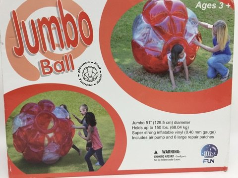 51'' Jumbo Ball Inflatable Bouncer Hold up to 150 lbs Bounce Roll Tumble Spin