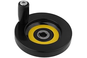Black Revolving Handle Corrugated Handwheel for Lathe Machine, 10 * 80mm, Spoke Folding Design, Ideal for Woodworking and Mac