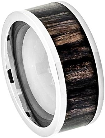 Noureda Titanium Pipe Cut Ring With African Blackwood Inlay, Ring Width of 9MM