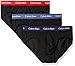 Calvin Klein Men's Underwear Cotton Stretch 3 Pack Briefs, Black/Regal Red/Lynx Blue/Rainstorm, Medium