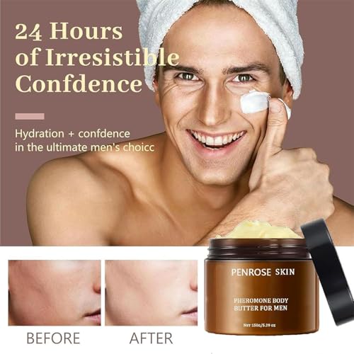 Penrose Skin pheromone Body Butter for Men, Penrose Moisturizer & Scent Balm, Long-Lasting Hydration & Attractive Fragrance, Alcohol-Free, For Dry Sensitive Skin (1pcs)
