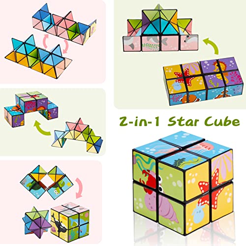 Lot De 6 Cubes Magiques Pliables En Forme De Panda - Jouet 3D Anti-stress Pour Enfants Et Adultes - 4 En 1, Tailles Variées