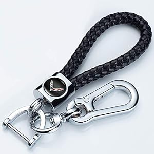 Longzheyu Genuine Leather Car Logo Keychain Suit for Corvette Key Chain Keyring Family Present for Man and Woman Elegant,Durable