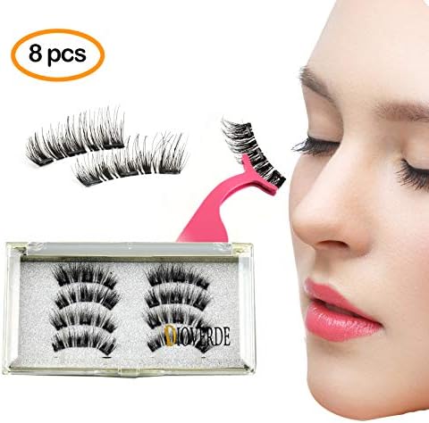 DIOVERDE 8 PCS Upgraded Magnetic Eyelashes, Upgraded Fiber Magnetic Eyelashes, Ultra Thin and Reusable Magnetic Eyelashes, Great Magnetic Eyelashes for 2019