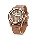 Sentai Natural Wood Watch, Genuine Leather Strap, Handmade Quartz Watches, Zebra Wood Men's Women's Wrist Watch