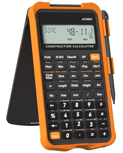 Construction Calculator with Writing Tablet Industrial & Scientific ROATEE Engineering Calculator for Contractor, Concrete Pocket Feet-inch-Fraction Calculators for Carpenter, Framer, Remodeler