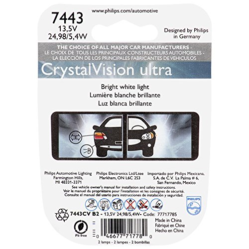 Philips 7443 CrystalVision ultra Miniature Bulb, 2 Pack