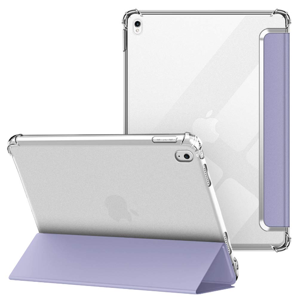 VAGHVEO Case for iPad Air 3 2019 / Pro 10.5 Inch 2017, Flexible Soft Transparent TPU Protective Shockproof Back Cover, Lightweight Tri-fold Stand Smart Shell Resistant Impact Clear Cases, Purple Grey