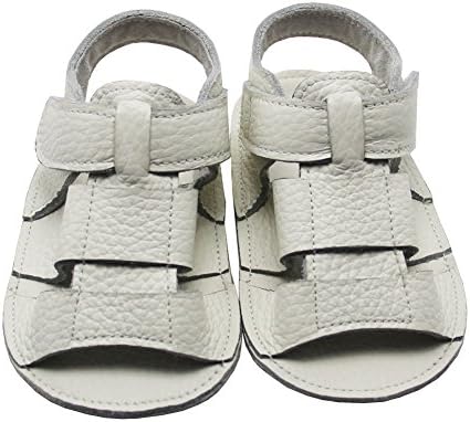 Mejale Soft Sole Geuine Leather Baby Summer Sandals Velcro Shoes for 0-3 Years Toddler White