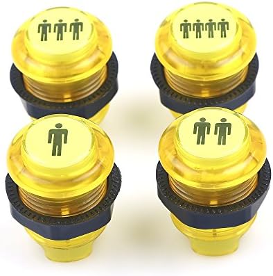 Easyget 5V Luxury LED Illuminated Arcade Start Player Buttons Kit 1P / 2P / 3P / 4P Start Push Button Kit For MAME / JAMMA / Fighting Games / Boxing Games - Yellow