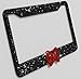 OTOSTAR Pure Handmade 1000+pcs 8 Facets Waterproof Bling Bling Rhinestones Stainless Steel License Plate Frame Bonus Screws Caps Black/Red Bowtie