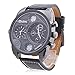 Oulm France Army watch Multi-Function Dual Movt Quartz Men's Wrist Watch Leather Watchband