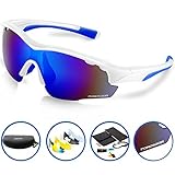 Ponosoon Sports Sunglasses Polarized with 5 Interchangeable Lenses for Cycling 0819