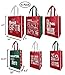 Earthwise Reusable Grocery Gift Bags Holiday Xmas Designs - Large & Medium Size - 6 Assorted Designs (Pack of 6)