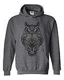 Artix OWL Black and White Unisex Hoodie Sweatshirts XX-Large Dark Heather