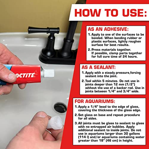 Loctite Clear Silicone Clear Clear And Colorless Waterproof Sealant, 2.