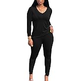 PINSV Women's Tracksuits 2 Piece Outfits Sweatsuits Long Sleeve Top Jogger Legging Pants Sets
