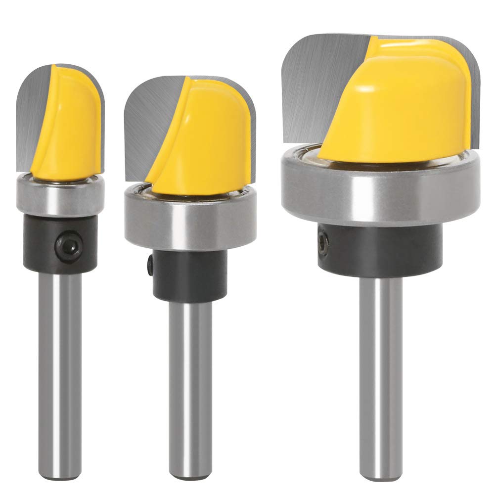 CENPEK 3pcs 1/4 Inch Shank Round Nose Router Bit Set Bowl and Tray Template Bottom Woodwork Drill Tool 3/4inch 5/16inch 1-1/8inch