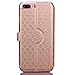 iPhone 7 Plus Case, iPhone 7 Plus Leather Case, Carryberry Quilted Plain Color Window View Function PU Leather Flip Folio Book Style Card Slots Kickstand Wallet Phone Case for iPhone 7 Plus,Gold