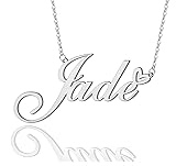 AOLO Jade Heart Name Necklace Silver Stainless