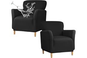 GOSTADY Banquet Armchair Slipcovers Waterproof Chair Covers Armchair 2-Piece Stretch Chair Covers for Living Room Nonslip Outdoor Armchair Slipcover Kids Pets Friendly Furniture Protector,Black