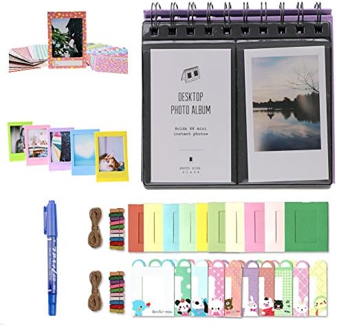 Fujifilm Instax Mini Album Bundles - WISAGI Desk Calendar Style Photo Album/ Hang Frames/ Film Frames/ Border Stickers/ Pen for Fujifilm Instax Mini 7s 8 25 50s 70 90/ Polaroid Z2300/Snap Films