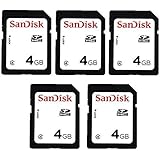 5 Pack SanDisk 4GB SD Card, 4 GB SD Card - Pack of 5 4GB SDHC Memory Cards, SanDisk 4 GB Secure Digital Memory Card, 4GB SD Cards Class 4, Pack of 5