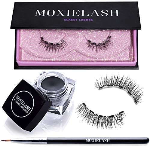 MoxieLash - Mini Liquid Magnetic Eyeliner - Black - Good for 25 Uses - Waterproof & Smudge-Proof - Secure Hold - Minimal Effort - Includes Liner Remover Swabs and Application Instruction Card (Classy)