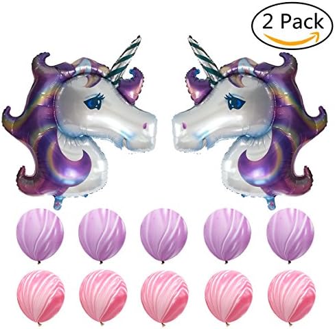 2 Pack 32 inch Large Unicorn Foil Balloons for Unicorn Party Supply, Kids Birthday Party, Baby Shower