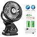 Battery Operated Clip Fan - 40 Hours Portable Mini Desk Fan with Rechargeable 4400mA Battery, USB Powered for Office Outdoor Travel (2019 Upgrade)