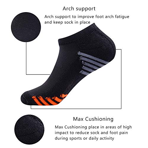 Mens Athletic Low Cut Ankle Socks Cushioned Running Sports Sock for Men 6 Pack,Black,Sock Size 10-13