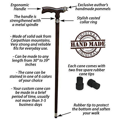 Unique Mens Walking Stick Handmade Carved Wolf Cane for Men Fashionable Sturdy Wooden Canes Custom Walking Staff
